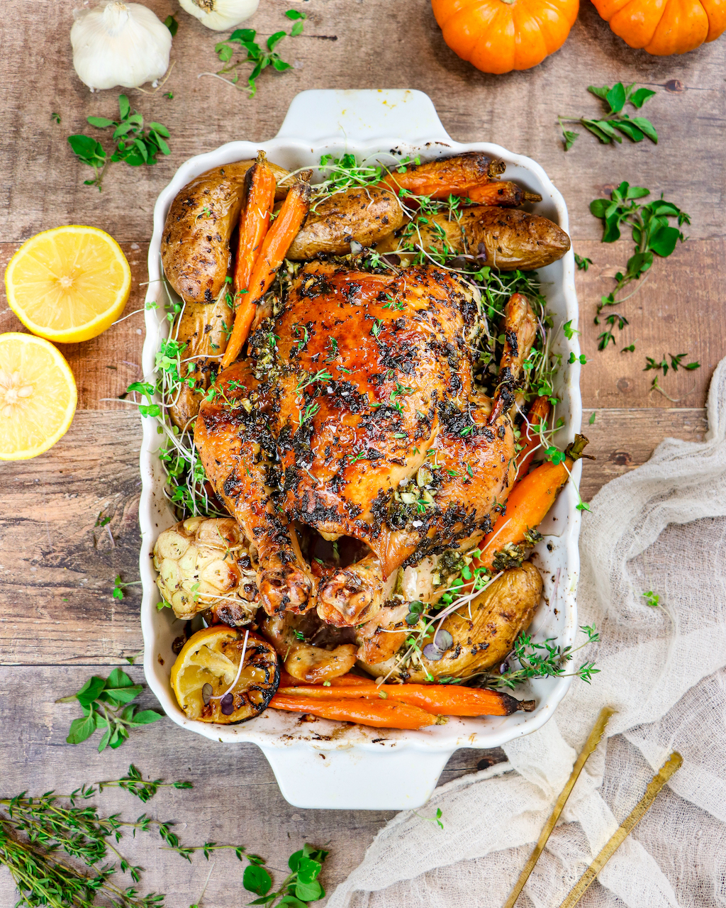 Citrus Garlic Herb Butter Roasted Chicken